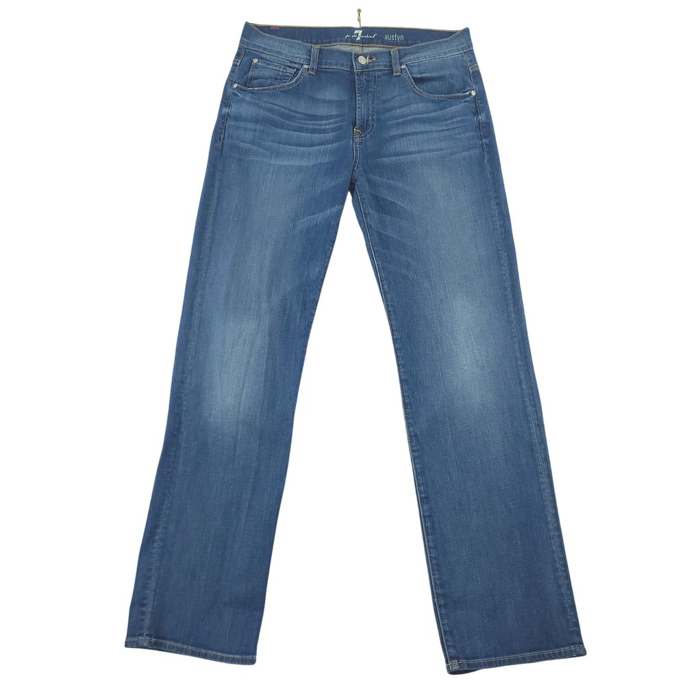 7 For All Mankind Austyn Jeans Mens 33x32 Blue Medium Wash Stretch Denim Pants